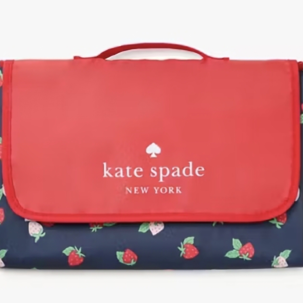 Kate Spade strawberry toss packable picnic blanket
